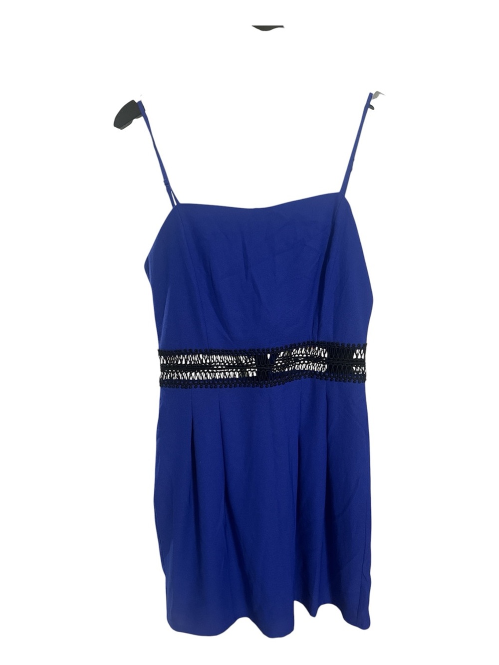 19 Cooper Royal Blue Spaghetti Strap Mini Dress with Black Waist Accent